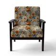 thumbnail image 4 of Designart "Harmony Of Natural Botanicals In Orange And Green" Orange Botanical Upholstered Accent Chair - Bohemian & Eclectic Arm Chair For Living Room, 4 of 5
