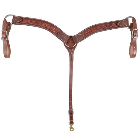Single Breasted Standing Collar - Martin Saddlery 2 Chocolate Basket Stamped Breast Collar