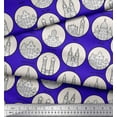 thumbnail image 2 of Soimoi Blue Modal Satin Fabric Different City Monuments Architectural Fabric Prints By Yard 42 Inch Wide, 2 of 3