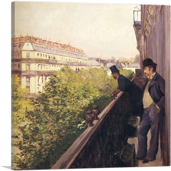 ARTCANVAS A Balcony Boulevard Haussmann 1880 Canvas Art Print by Gustave Caillebotte - Size: 12" x 12" (0.75" Deep)
