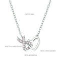 thumbnail image 2 of Ivy & Bauble Pink CZ Pave Ribbon and Heart Necklace in Rhodium Plating, 18" + 2", 2 of 4
