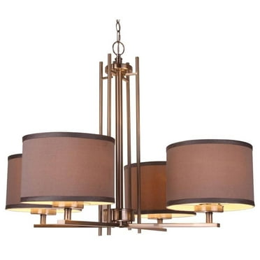 Woodbridge Lighting Hudson 4-Light Fabric & Metal Chandelier in Nickel/Gray