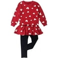 thumbnail image 2 of Conjunto de ropa para niñas pequeñas, conjunto de sudaderas y leggings de forro polar con estampado de corazones, 2 of 5