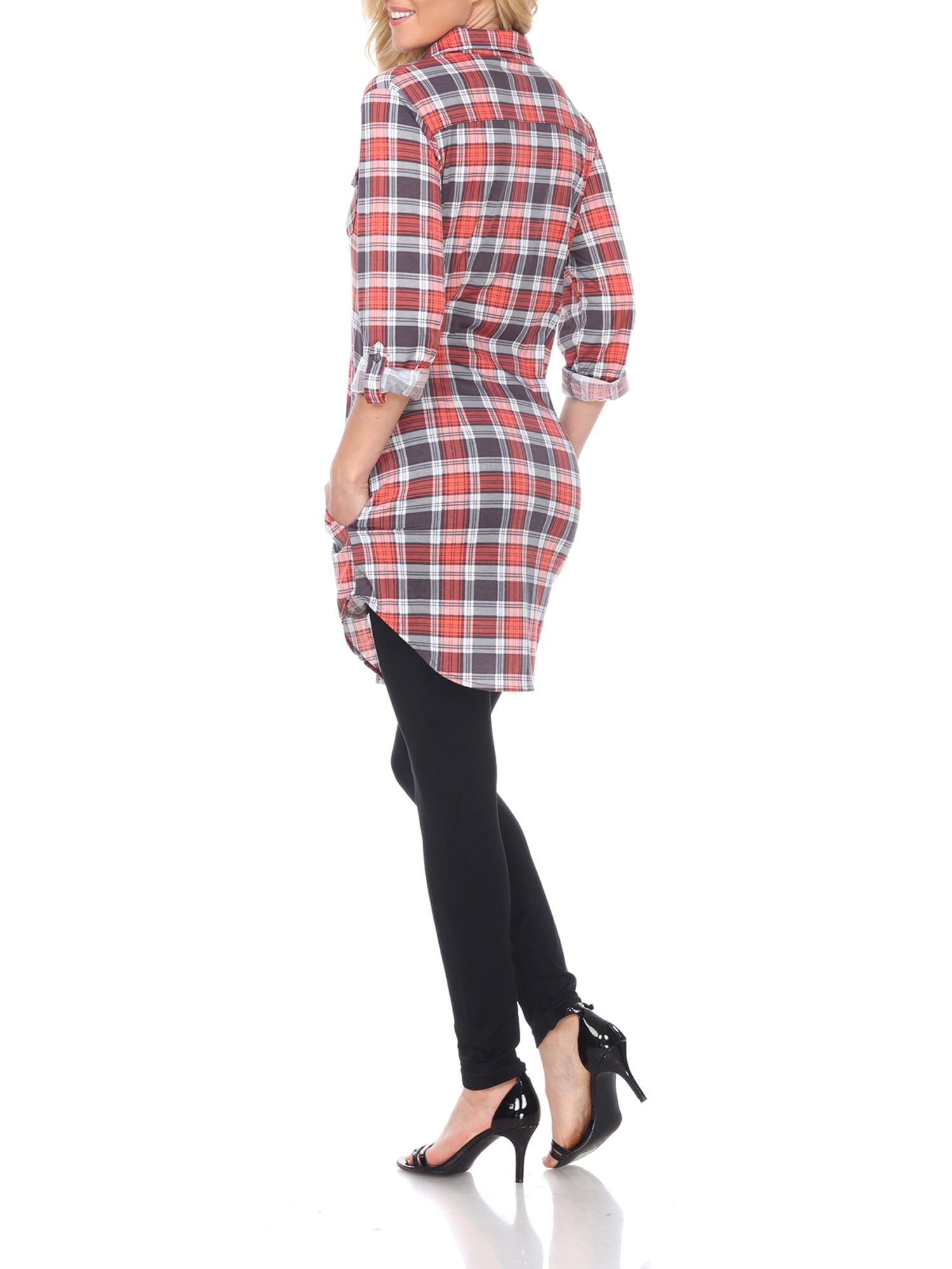 White Mark Women's Piper Plaid Tunic Top