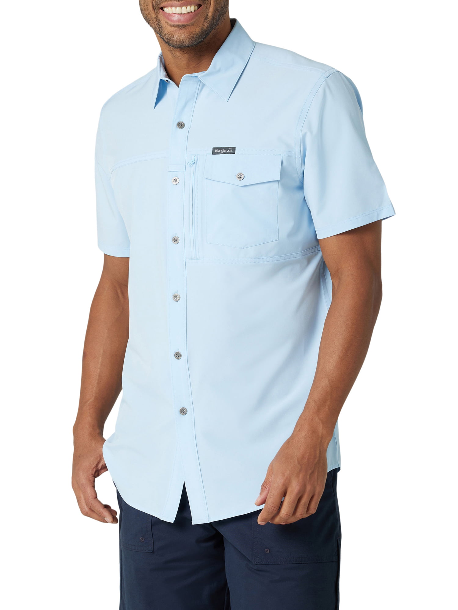 Wrangler Men's Short Sleeve Zip Pocket Utility Shirt, Sizes S-5XL -  Walmart.com