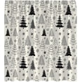 thumbnail image 3 of Christmas Tree Shower Curtain Ivory Black Grey Xmas Tree Retro Christmas Tree Snowflake Merry Christmas Pine Pattern New Year Rustic Winter Holiday Fabric Bath Curtain Set with Hook, 3 of 4