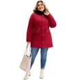 thumbnail image 3 of Agnes Orinda Women's Plus Size Parka Jacket Windbreaker Faux Fur Hood Drawstring Fleece Lined Zipper Buttons Coat with Pockets 1X Burgundy, 3 of 5