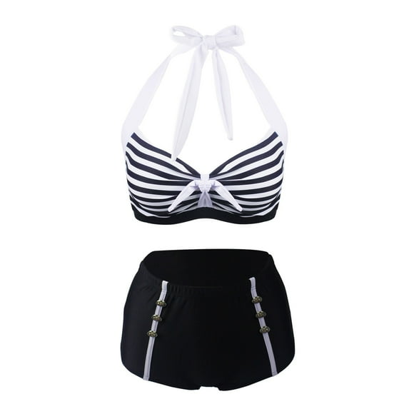 TSADFHJI Multi Color Striped Wrap High Waist Split Neck Strap Bikini Women's Bras Crotchless Panties Womens Bras Black Underwear Womens Bras Skirt Black XXXXL