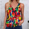 thumbnail image 1 of Womens Tank Tops Plus Size under $5 Sleeveless Floral Printed V Neck T-shirt *Red M, 1 of 4