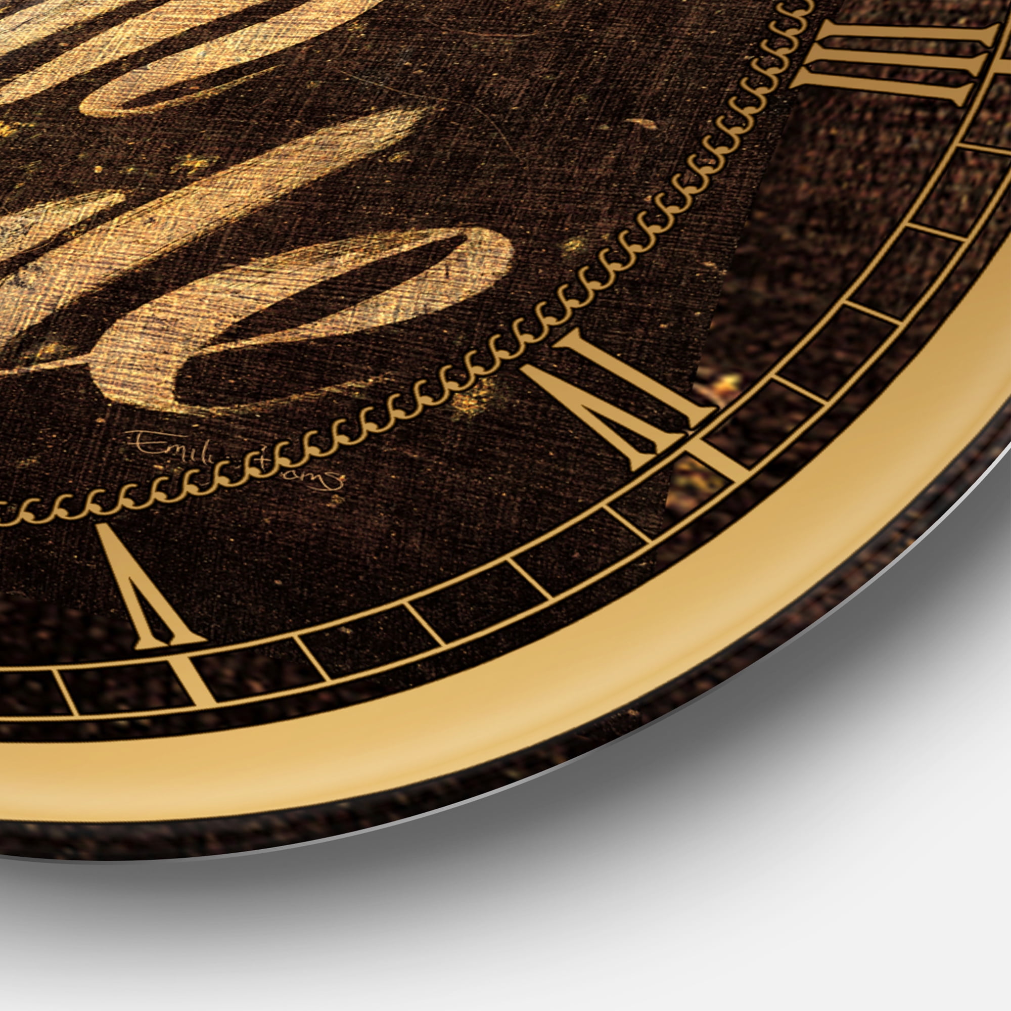 Designart 'Gold Glam Live with Style Quotes' Glam wall clock
