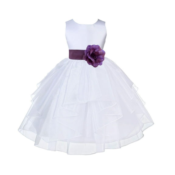 Ekidsbridal White Wisteria Shimmering Organza Flower Girl Dress Junior Bridesmaid Wedding Pageant Communion Baptism Gown 4613T M