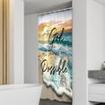 thumbnail image 2 of Small Stall Rv Beach Ocean Bible Verse Shower Curtain Sunrise Sunset Inspirational Scripture 36Wx72H Inch Coastal Seaside Seascape Fabric Decor Bathroom Polyester Waterproof 7 Pack Hooks, 2 of 6
