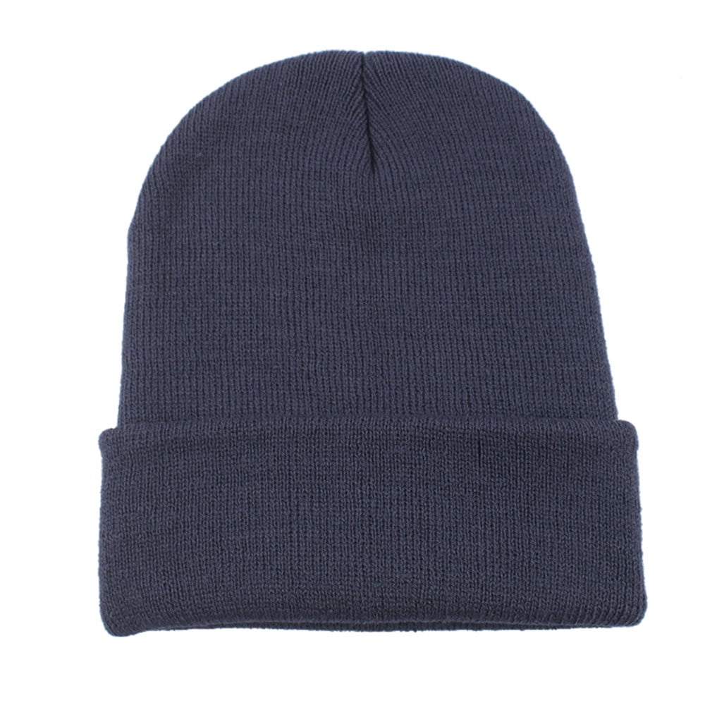 2-Pack Men's Beanie Hats – Cuffed Skull Cap, Warm Acrylic Knit, Unisex For Men & Women, Dark Grey & Navy Blue