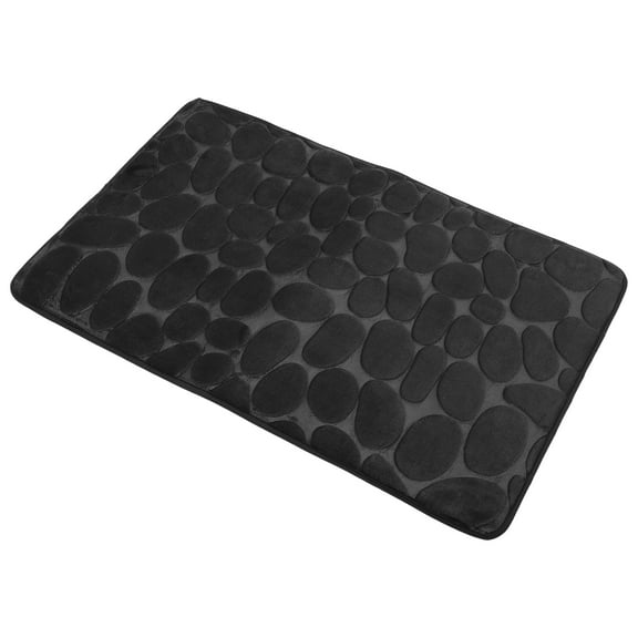 Unique Bargains Cobblestone Pattern Bathroom Rugs Polyester Bath Mat Machine Washable Black 80x50cm
