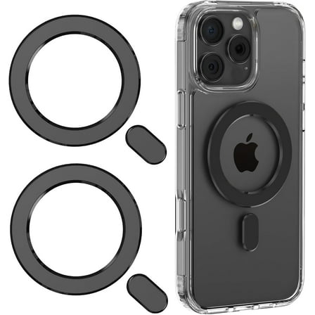 Universal MagSafe Ring, 2 PCS Magnet Sticker Magnetic Adapter Ring Compatible with Magsafe Accessories & Wireless Charging for iPhone 17/16/15/14/13/12 Pro Max Mini, Galaxy S25/S24/S23 (Black)