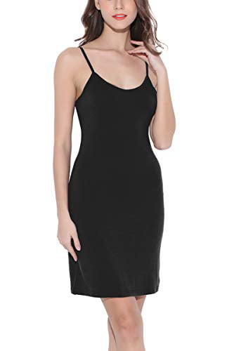 Full Slip For Women Under Dress Adjustable Spaghetti Strap Knee Length Slips Undergarment Nightwear 