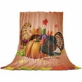 thumbnail image 2 of Thanksgiving Turkey Pumpkin Throw Flannel Blanket 50x80In Fall Maple Leaves Harvest Super Soft Cozy Bed Blanket, Lightweight Plush Fuzzy Bed Throw for Bedroom Sofa Couch Living Room, 2 of 4