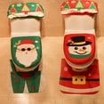 thumbnail image 3 of Cubierta de asiento de inodoro de Navidad alfombra de contorno Papá Noel usar gafas muñeco de nieve hogar baño decoración de Navidad 3 unids/set tholdsy JR0732-01, 3 of 7