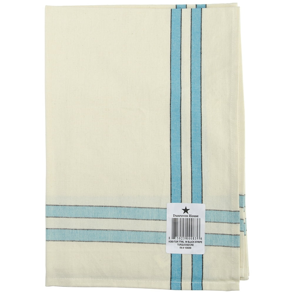 "Dunroven House Cream Tea Towel 20""X28""Turquoise Stripe" Walmart