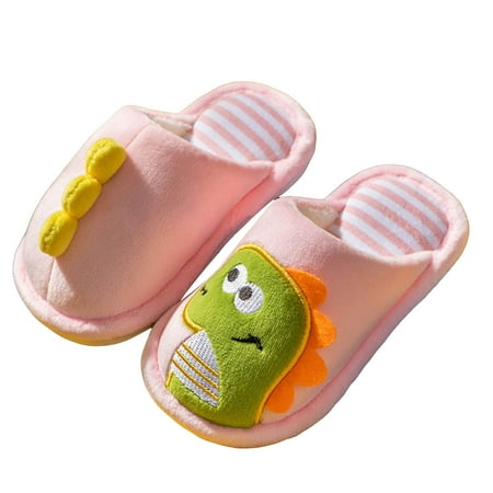 

Yammkia Boys Girls Fuzzy House Slippers Open Toe Home Slides for Kids Indoor Outdoor Warm Shoes for 4.5-5 Years Pink