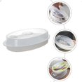 thumbnail image 2 of 1 Set of Versatile Fish Steamer Microwave Steamed Fish Plate with Lid (White), 2 of 4