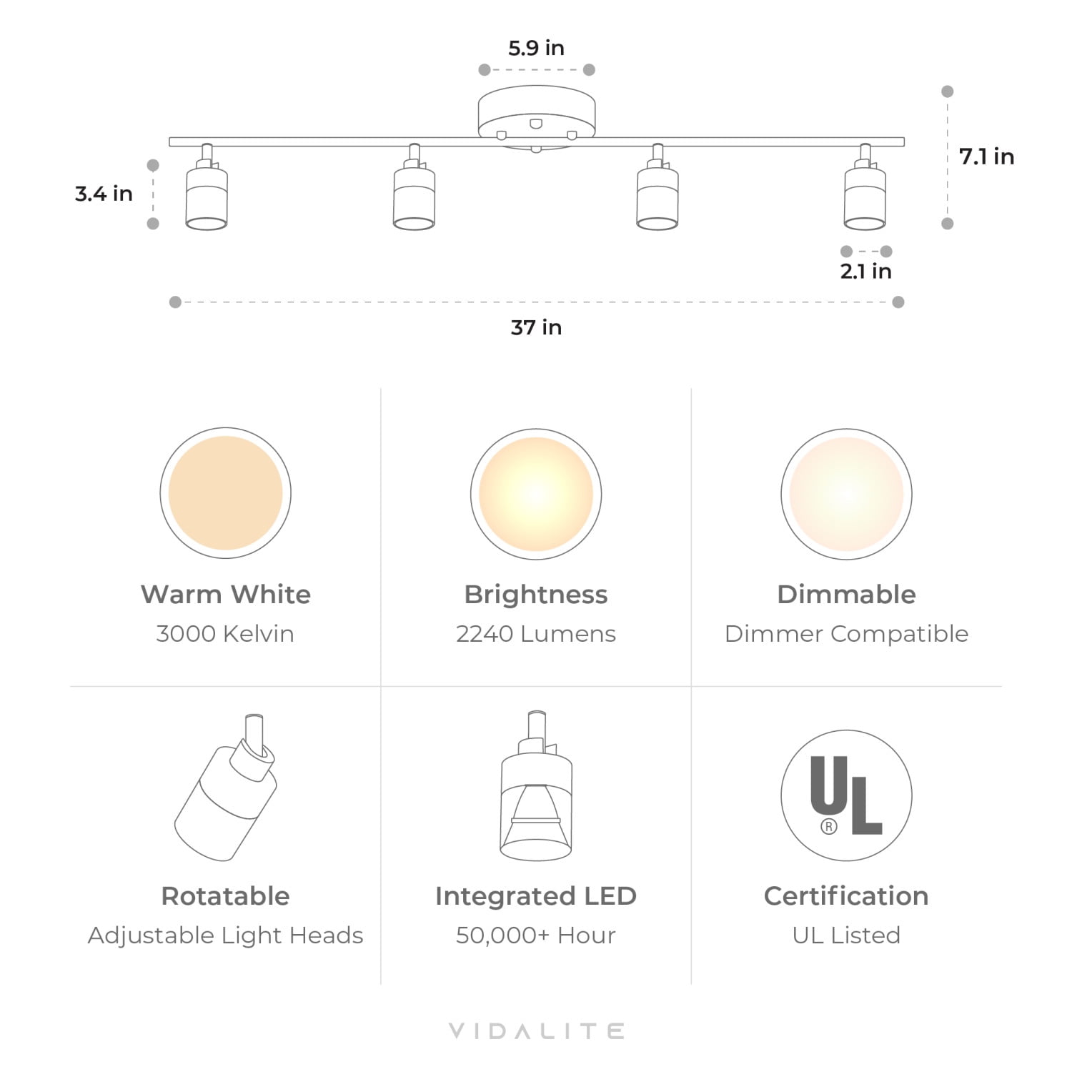 Shura Dark Olive 4-Light Track Light with Rotatable Heads, Integrated LED, 3000K, 3 ft.