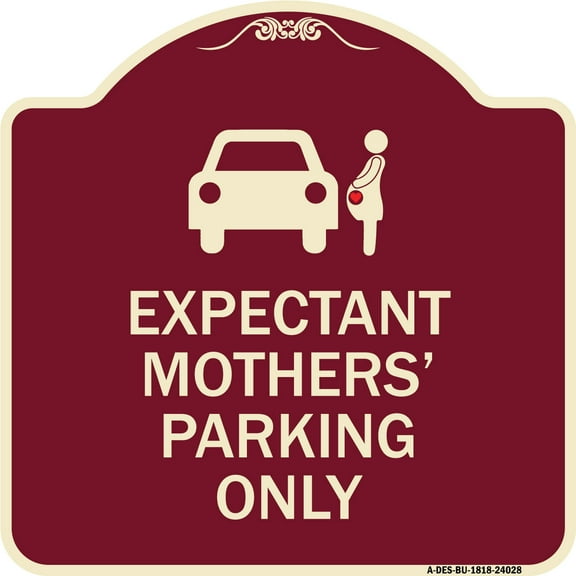 SignMission Designer Series Sign - Expectant Mothers' Parking Only (With Graphic) | Burgundy 18" X 18" Heavy-Gauge Aluminum Architectural Sign | Protect Your Business & Municipality |