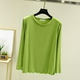 thumbnail image 4 of Lopecy-Sta Women's Solid Color Long Sleeve Crew Neck Top, Polyester Casual Basic Layering T-Shirt with Ruffle Hem Green XL, 4 of 9