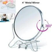 4" Round Makeup Cosmetic Mirror 360 Degree Rotation Two Side Mirror Magnifier