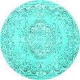 thumbnail image 1 of Ahgly Company Machine Washable Indoor Round Persian Turquoise Blue Traditional Area Rugs, 8' Round, 1 of 4