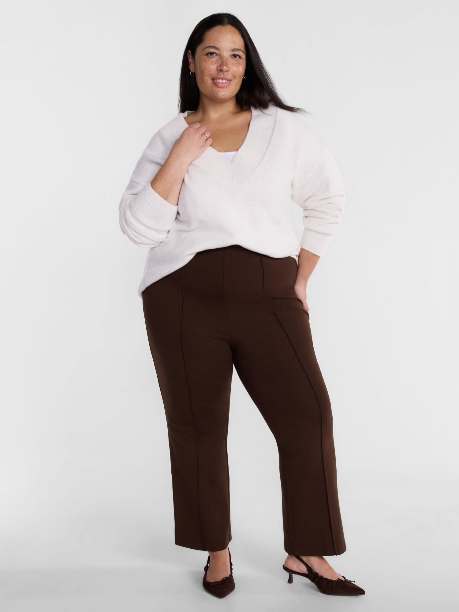 Terra & Sky Women's Plus Cropped Ponte Knit Pants, Sizes 0X - 5X