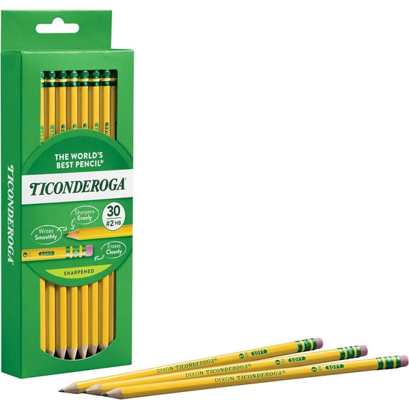 Ticonderoga Pencils, Sharpened, with Latex-Free Eraser, #2 HB, Black, 72 Count