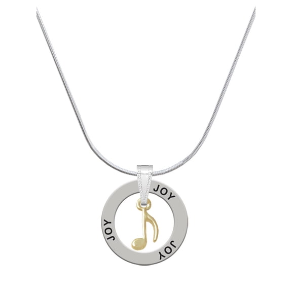 Delight Jewelry Goldtone Mini Eighth Note Joy Ring Charm Necklace, 18"