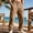 Khaki, variant on Liuinsasek Men's Straight Leg Cargo Pants Drawstring Elastic with Multi-Pockets Waist Casual Loose Outdoor Sports Long Pants