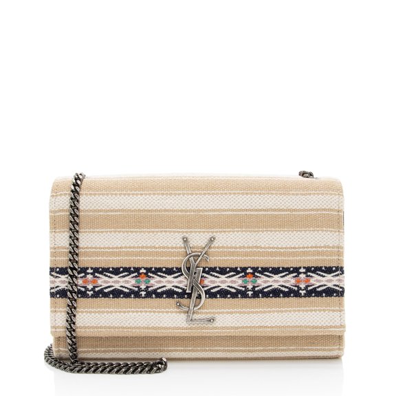Pre-Owned Saint Laurent Canvas Printed Monogram Kate Shoulder Bag