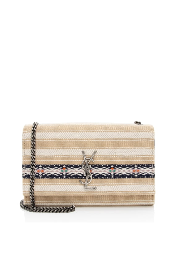 Pre-Owned Saint Laurent Canvas Printed Monogram Kate Shoulder Bag