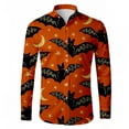 thumbnail image 3 of Mens Halloween Shirt Bat Print Long Sleeve Button Down Topls Slim Casual Daily Wear Fall Winter Comfortable Breathable Shirts for Men A L, 3 of 3