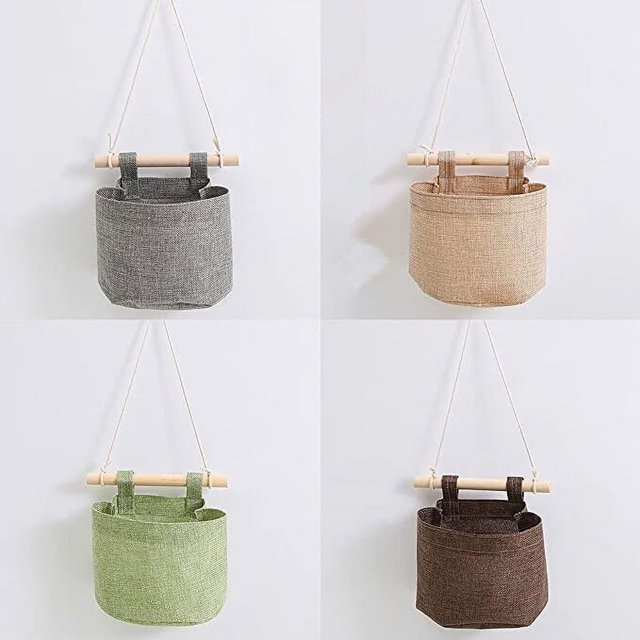 Paquete de 4 bolsas de almacenamiento desmontables para colgar en la pared para artículos pequeños para dormitorio, baño, cocina, armario (4 colores diferentes) Sailing Electrónica