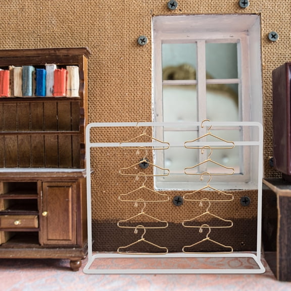 OFFIGAM 11-Piece White Iron Doll Clothes Hangers Set for Dollhouse Accessories and Storage