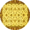 thumbnail image 1 of Ahgly Company Machine Washable Indoor Round Oriental Yellow Traditional Area Rugs, 3' Round, 1 of 4