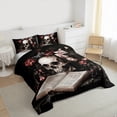 thumbnail image 3 of Homewish Spooky Gothic Skull Queen Comforter Set,Happy Valentine'S Day Bedding Sets,Pink Flowers Bedding Comforter Set For Men Women,Luxury Bedroom Decor Reversible,3 Pieces, 3 of 8
