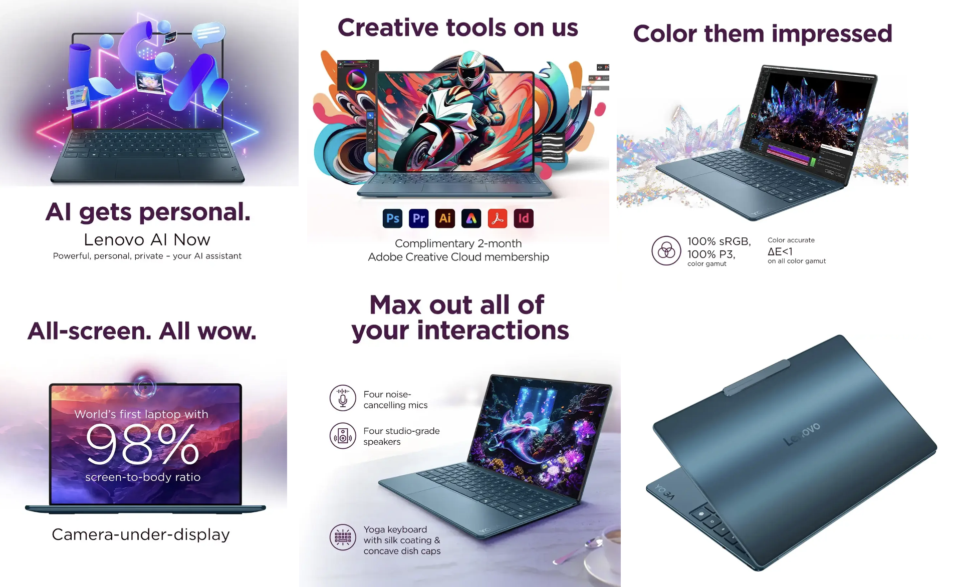 Lenovo Yoga AI Powered Laptop 14.0in Touchscreen OLED 4K Display (Intel Ultra 7-258V, 32GB LPDDR5X, 2TB M.2 PCIe SSD, Intel Arc 140V, Backlit KB, Fingerprint, 2 Thunderbolt 4, WiFi 7, Win 11 Home)