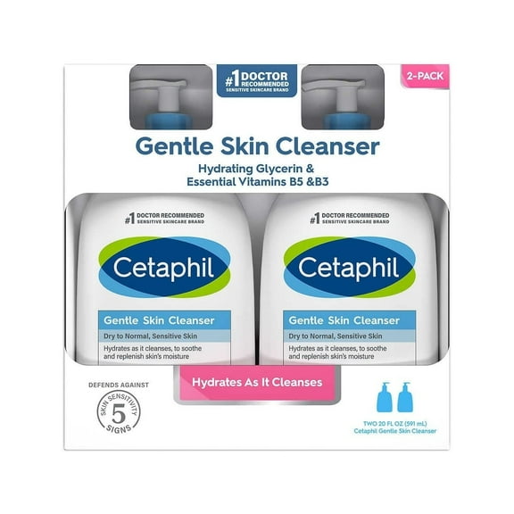 Cetaphil Gentle Skin Cleanser Dry to Normal Sensitive Skin 20 Fl Oz (2 Pack)