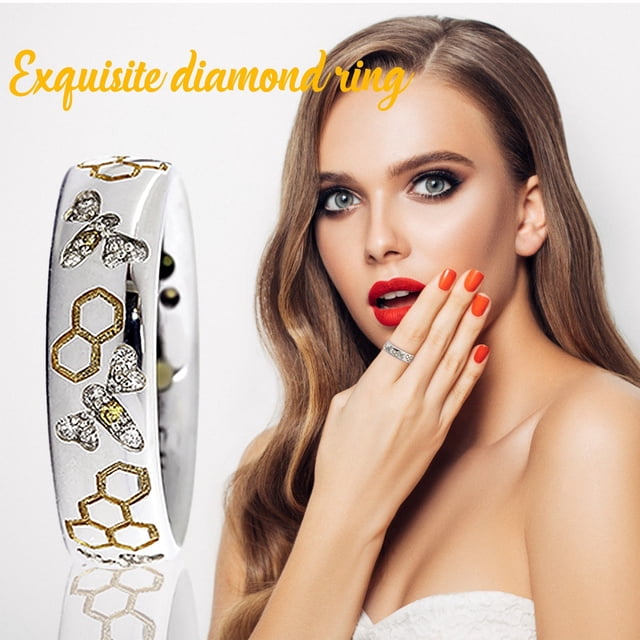 Hexagonal Retro Silver Rings for Women with Cute 925 Rhinestone Elegant Jewelry