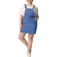 thumbnail image 2 of Agnes Orinda Women's Plus Size Adjustable Strap Casual Denim Suspender Dress, 2 of 6