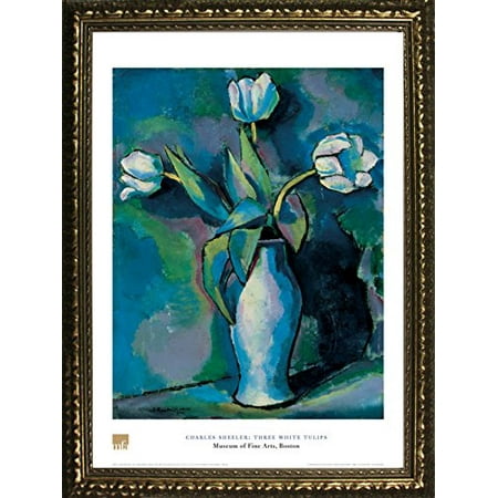 - buyartforless FRAMED Three White Tulips by Charles Sheeler 28x20 Art Print Poster Floral Still Life Famous Painting From Museum of Fine Arts Boston Collection