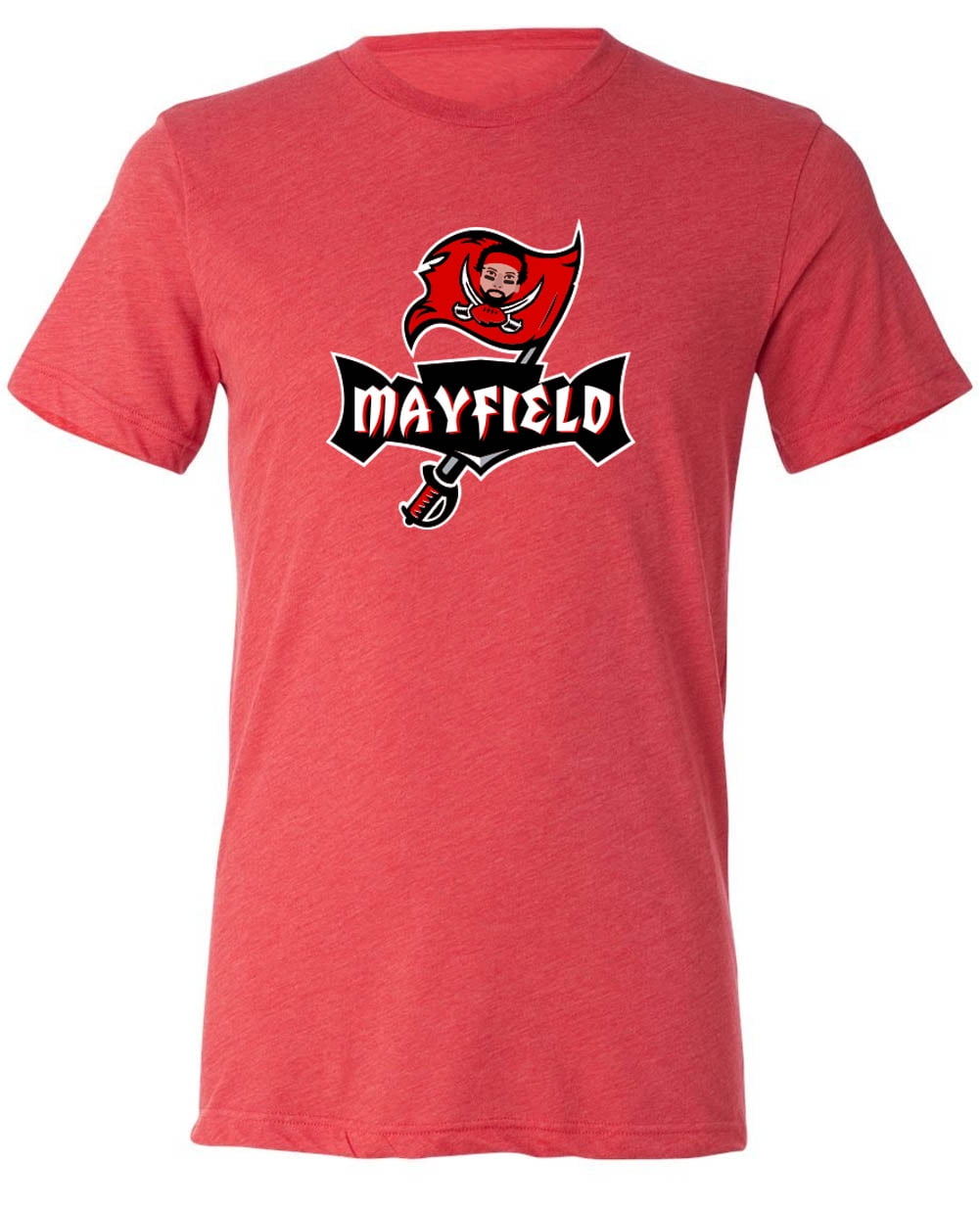 Shedd Shirts Baker Mayfield Logo Bucs Buccaneers Shirt T-Shirt, Adult Unisex, Size: Large, Red