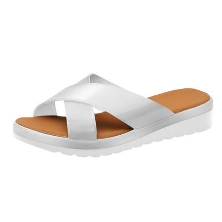 

ZTTD Sandals for Women Wide Width Comfy Platform Sandal Shoes Comfortable Ladies Shoes Summer Beach Travel Flip Flop Silver