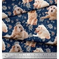 thumbnail image 2 of Soimoi Cotton Cambric Fabric Floral,Book & Golden Retriever Dog Decor Fabric Printed Yard 56 Inch Wide, 2 of 3