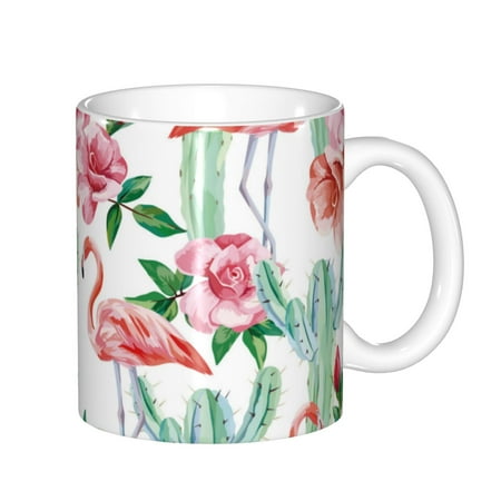 

Yiaed Flamingo Flower Print Ceramics Coffee Large Handle Design Extra Large Tea and Coffee Cup for Office and Home Mugs